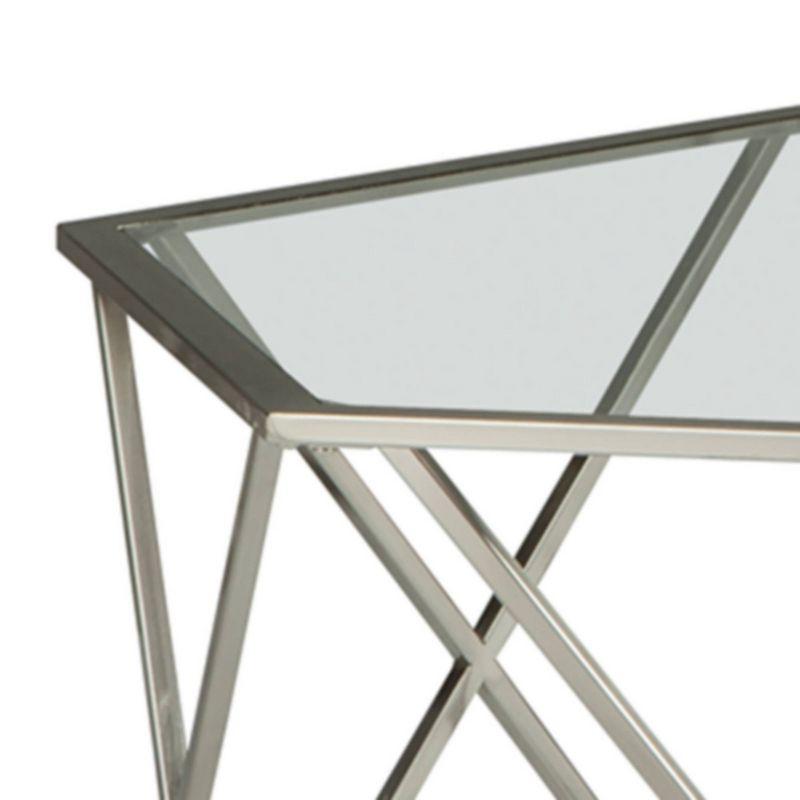 Madanere Hexagonal Chrome and Glass 3-Piece Table Set