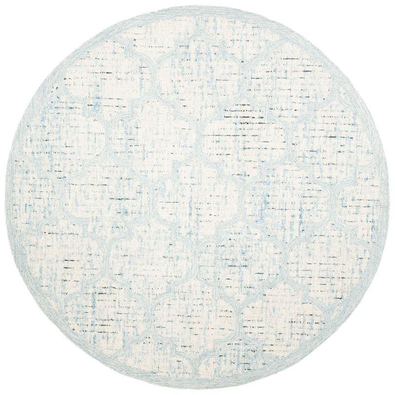 Abstract ABT474 Handmade Indoor Area Rug - Ivory/Turquoise - 6' Round - Safavieh