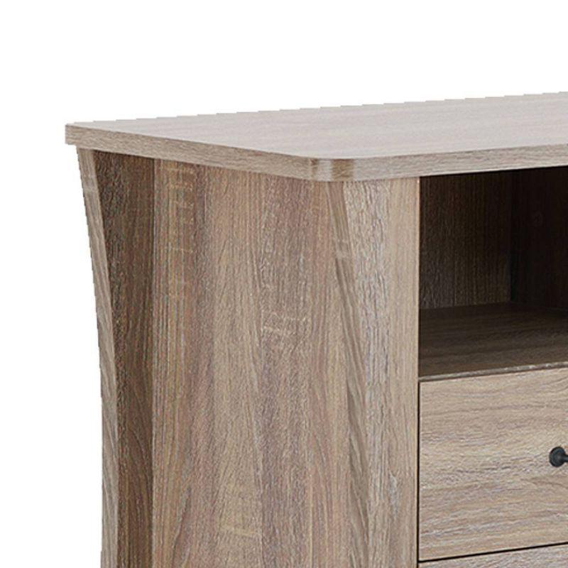 Rustic Natural 2-Drawer Nightstand with Open Shelf