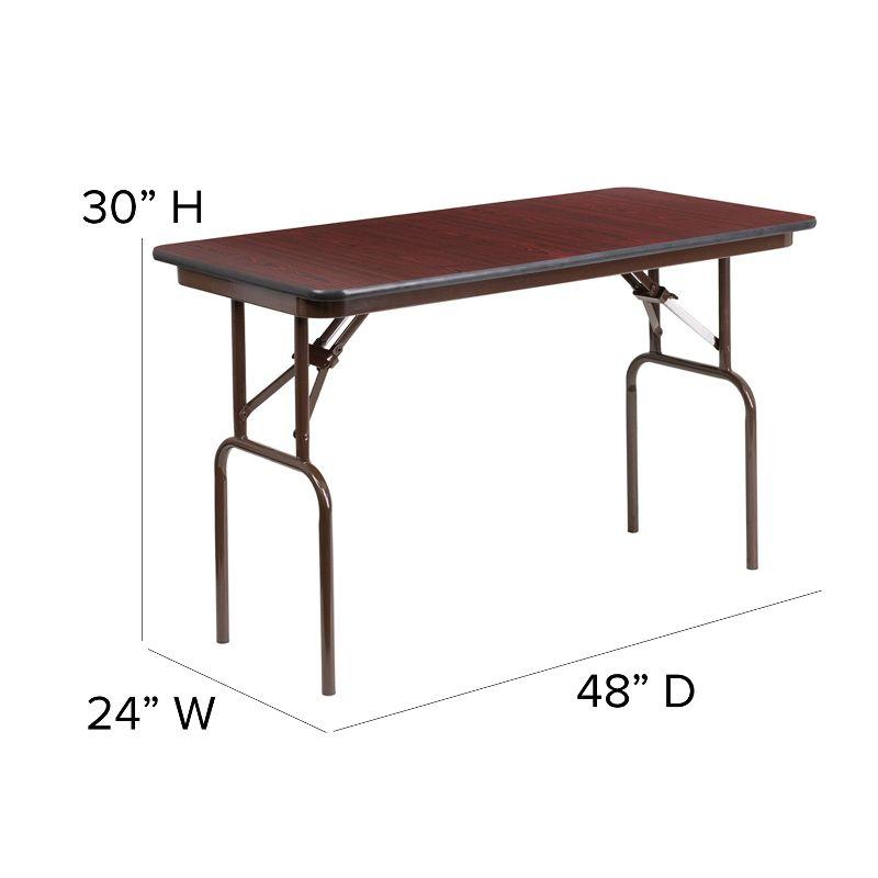 Flash Furniture Wofford 24" x 48" Rectangular Mahogany Melamine Laminate Folding Banquet Table
