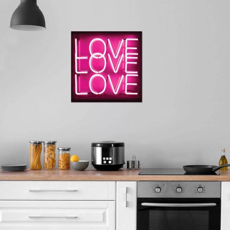 Neon Love Love Love Pink on Black by Hailey Carr Unframed Wall Canvas - iCanvas