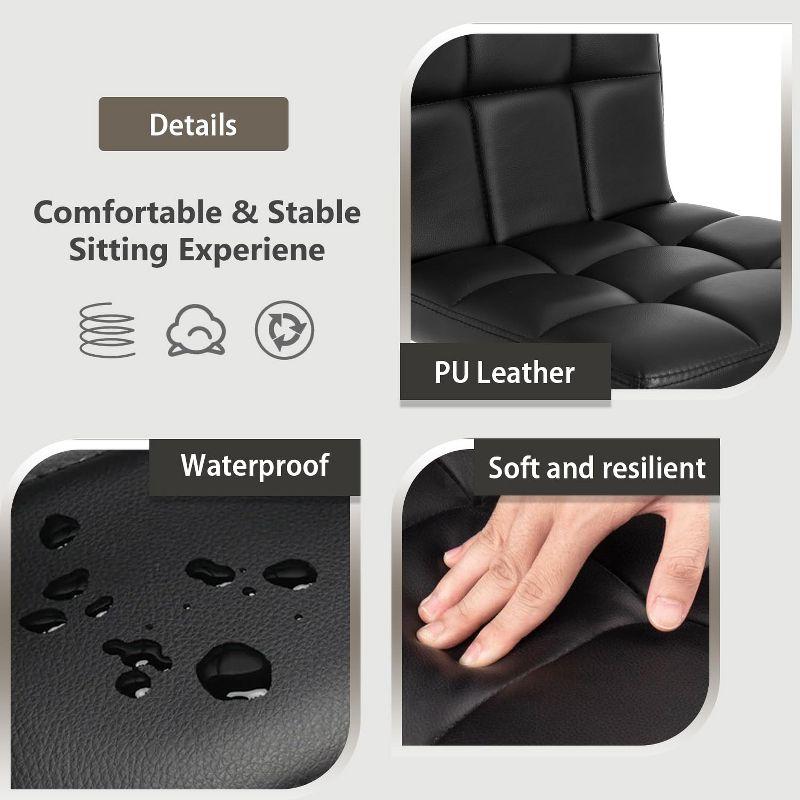 FDW Bar Stool Height Adjustable Swivel Stool with Back PU Leather Kitchen Counter Stools Set of 2 Dining Chairs, Black