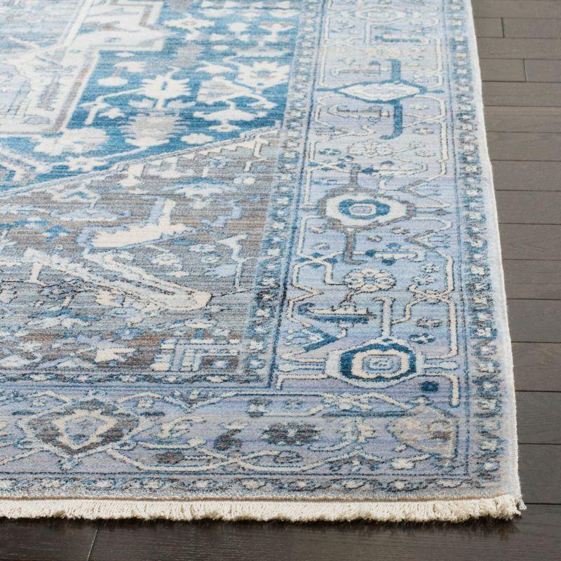 Vintage Blue Rectangular Synthetic Area Rug 5' x 7'