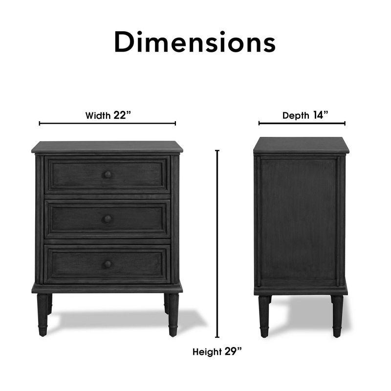 Webster 3 Drawer Storage Cabinet Dark Gray - Finch: Pine Frame, Traditional Style, No Shelves