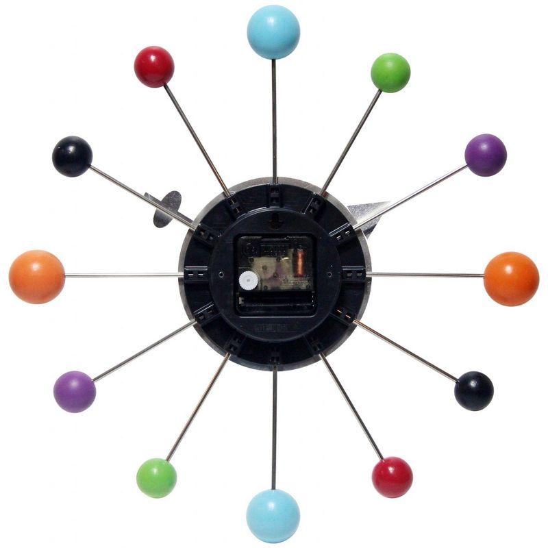 15" Orb Spoke Retro Wall Clock White - Infinity Instruments: Modern Analog Display, Indoor Use, Metal Frame
