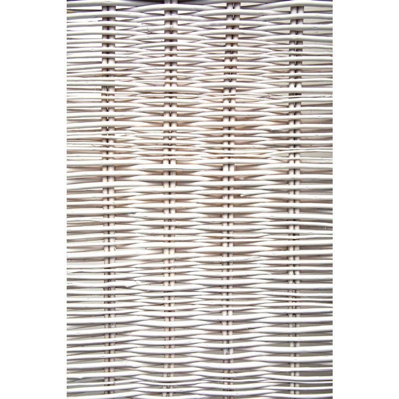 Legacy Decor 4 Panel White Color Wicker and Wood Screen Room Divider