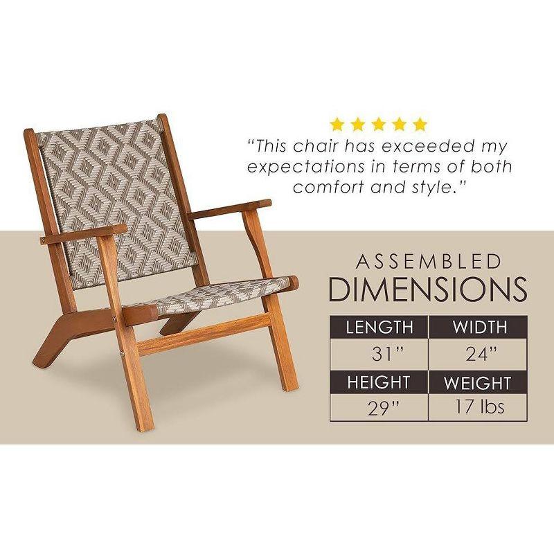 Balkene Home Patio Sense Vega Natural Stain Chair ,Acacia Wood Construction ,Woven Web Seat- Navy Blue Cording