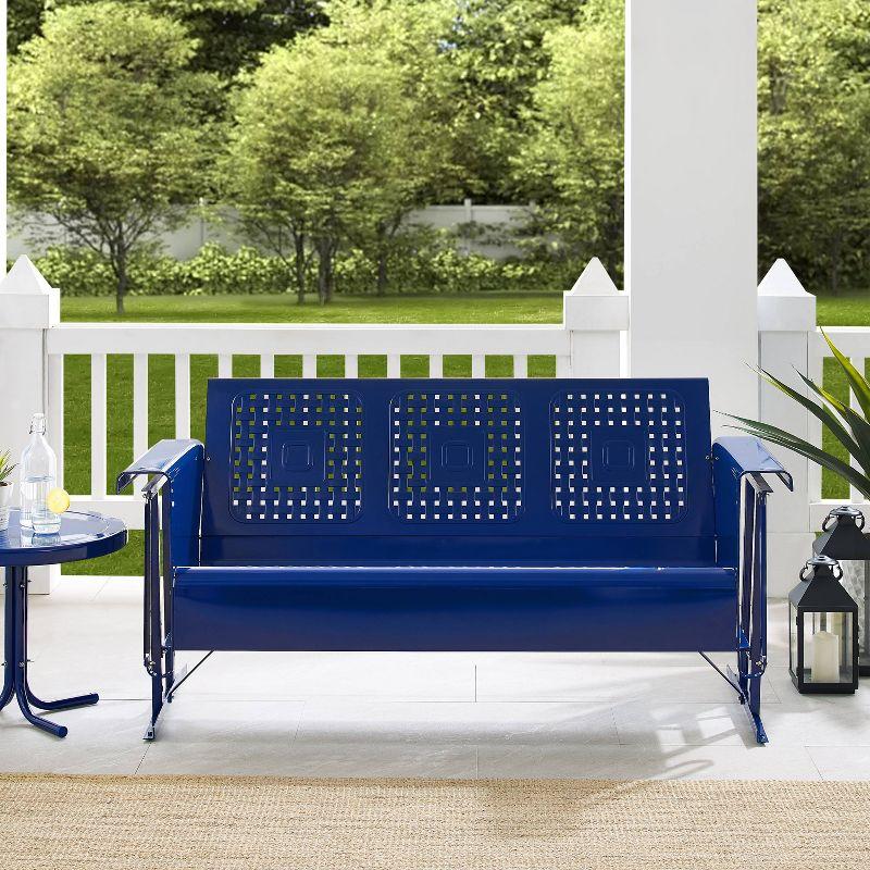 Navy Blue Metal 3-Seat Outdoor Sofa Glider