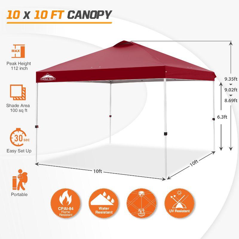 EAGLE PEAK Pop Up Canopies 10 Ft. W x 10 FT. D Metal Party Tent Canopy