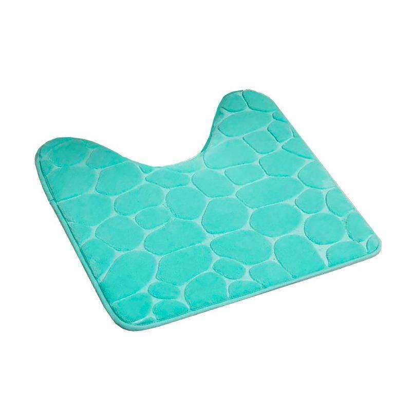 Evideco French Home Goods Contour Bath Rug Memory Foam Mat 3D Pebble 20”L x 20”W Aqua Blue