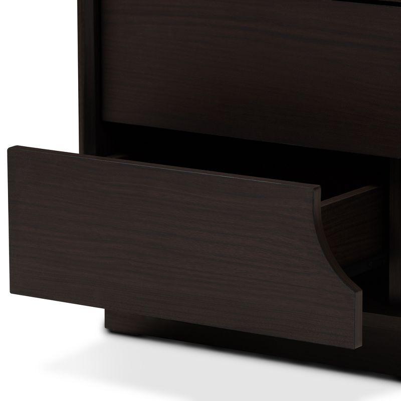 Larsine Finished 2 Drawer Nightstand Brown - Baxton Studio: Modern Design, Cut-Out Handles, Engineered Wood