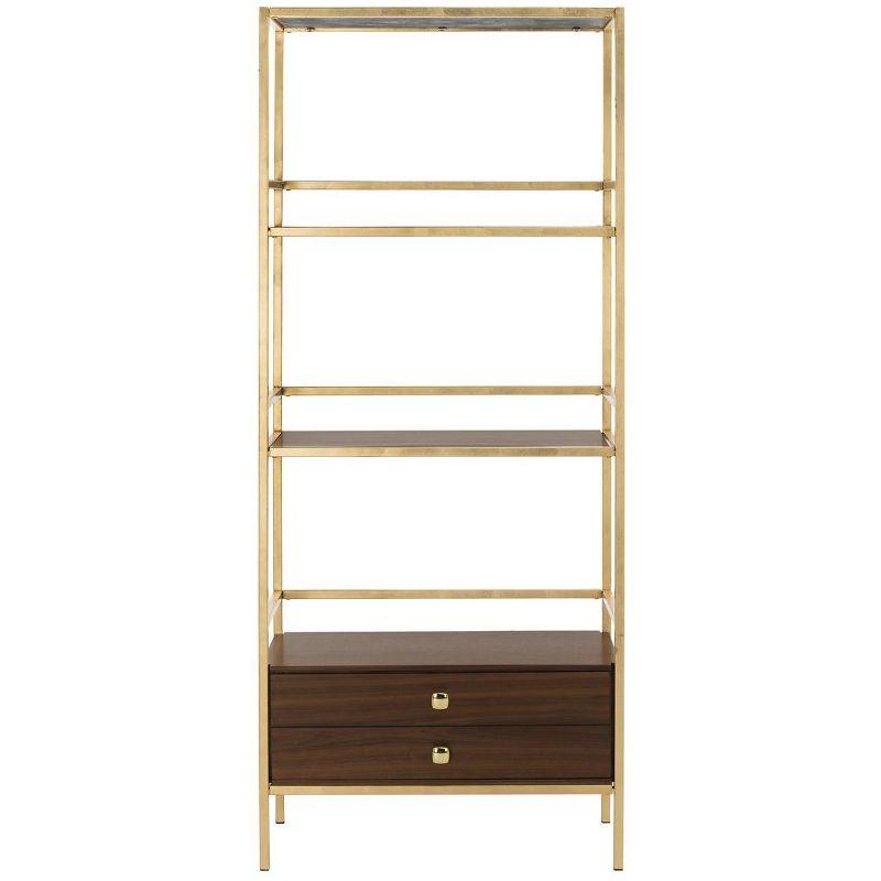 Mateo 4 Tier 1 Drawer Etagere - ETG6205 - Gold/Walnut - Safavieh