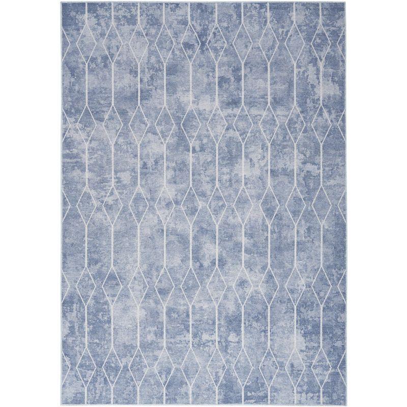 Geometric Machine Washable Polyester/Cotton in Blue