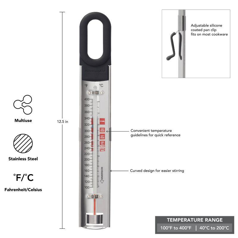KitchenAid® KitchenAid Curved Stainless Steel Paddle Style Candy and Deep Fry Thermometer with Pan Clip Black