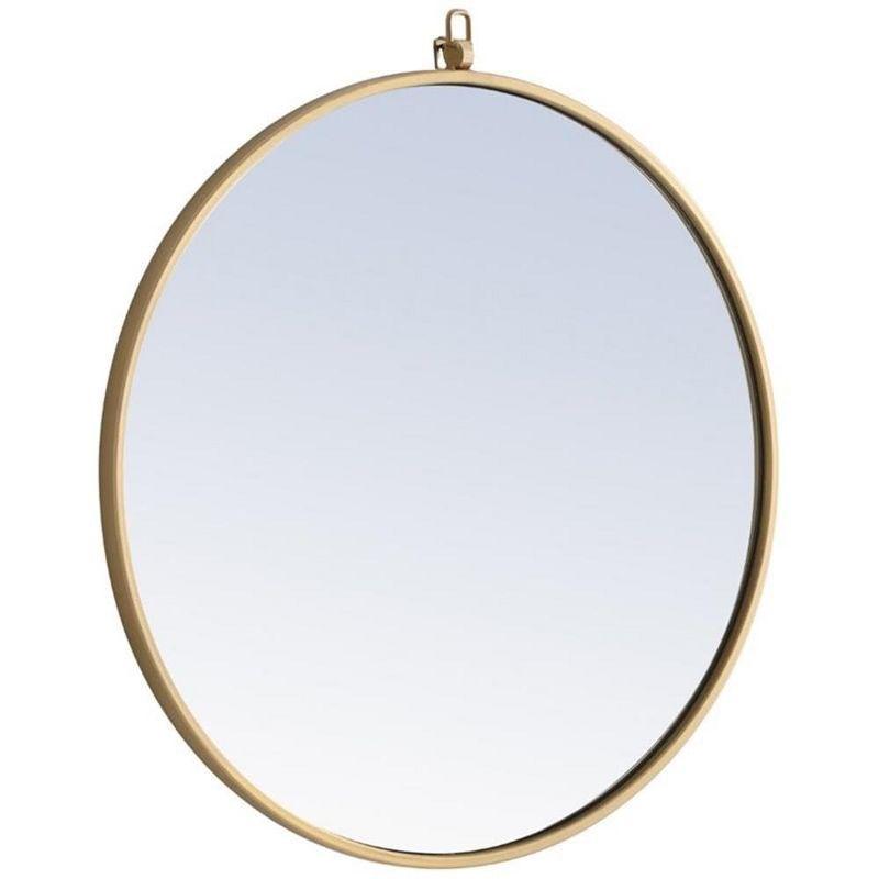 Elegant Lighting Metal frame Round Mirror with decorative hook 24 inch Brass finish