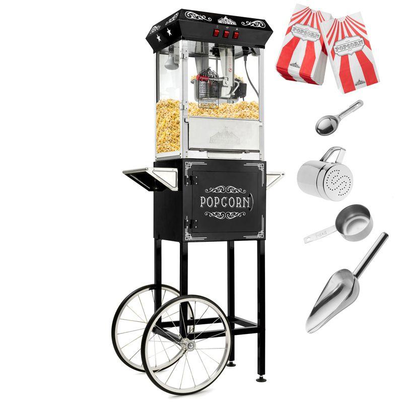 Olde Midway Vintage-Style Popcorn Machine Maker Popper with Cart and 10 Ounce Kettle