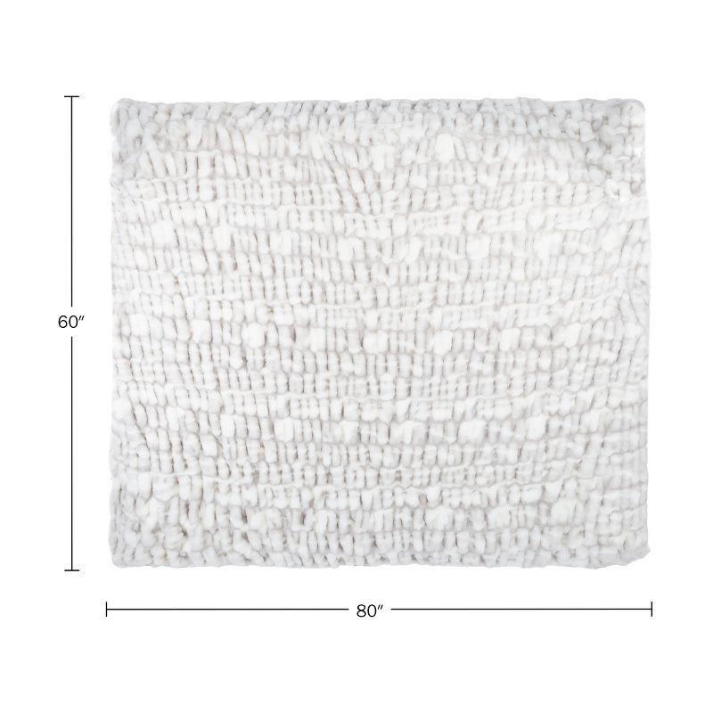 Oversized Ruched Faux Fur Blanket - 60x80-Inch Jacquard Faux Fur Queen-Size Throw for Sofas and Beds - Luxurious Bedding by Lavish Home