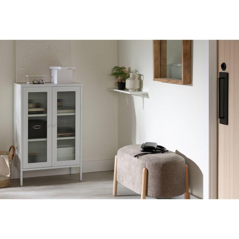 White Contemporary Glass Door Accent Cabinet with Adjustable Shelves