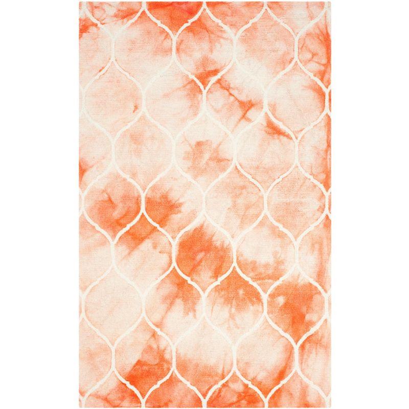 Hand-Tufted Wool Rectangular Area Rug in Orange Ivory, 5' x 8'