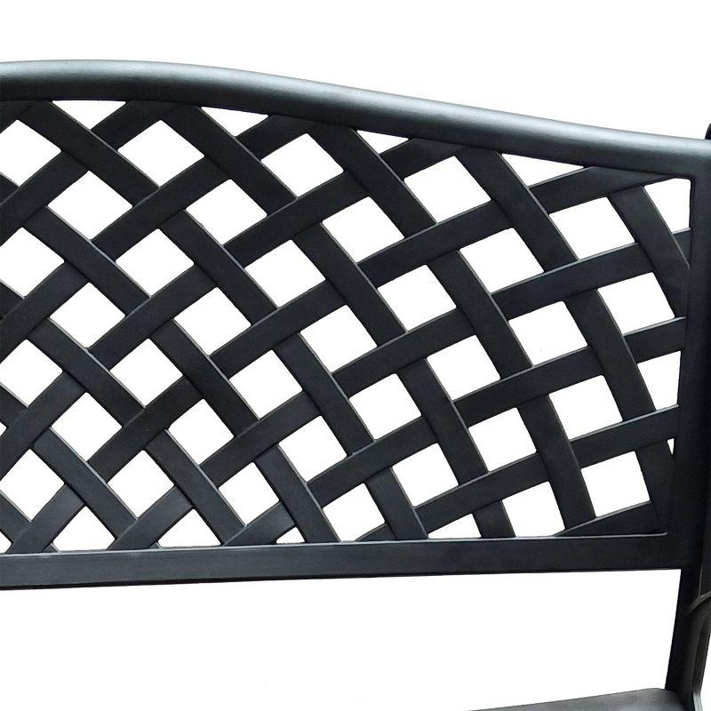 Luxury Arched Black Cast Aluminum Outdoor Loveseat Bench