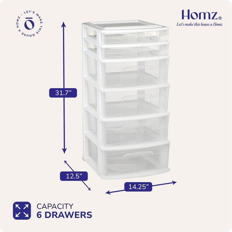 Homz White Plastic 6-Drawer Storage Tower