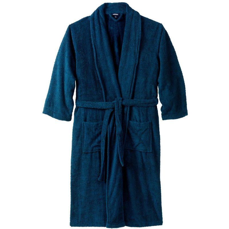 KingSize Men's Big & Tall Terry Bathrobe With Pockets - M/L, Midnight Teal