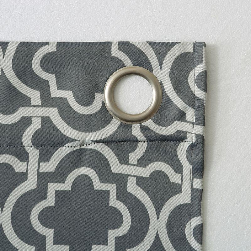 40"x84" Sun Zero Blackout Barnett Trellis Grommet Curtain Panel Gray: Thermal Insulated, Energy Efficient, Noise Reduction