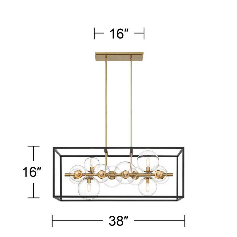 Possini Euro Design Fitzgerald Black Gold Linear Pendant Chandelier 38" Wide Modern Clear Glass 12-Light Fixture for Dining Room