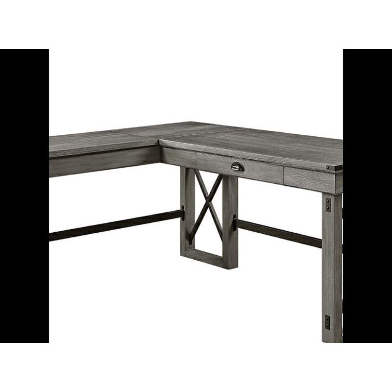 67" Talmar Writing Desk Weathered Finish Gray - Acme Furniture: L-Shaped, Lift-Top Storage, No Assembly Required