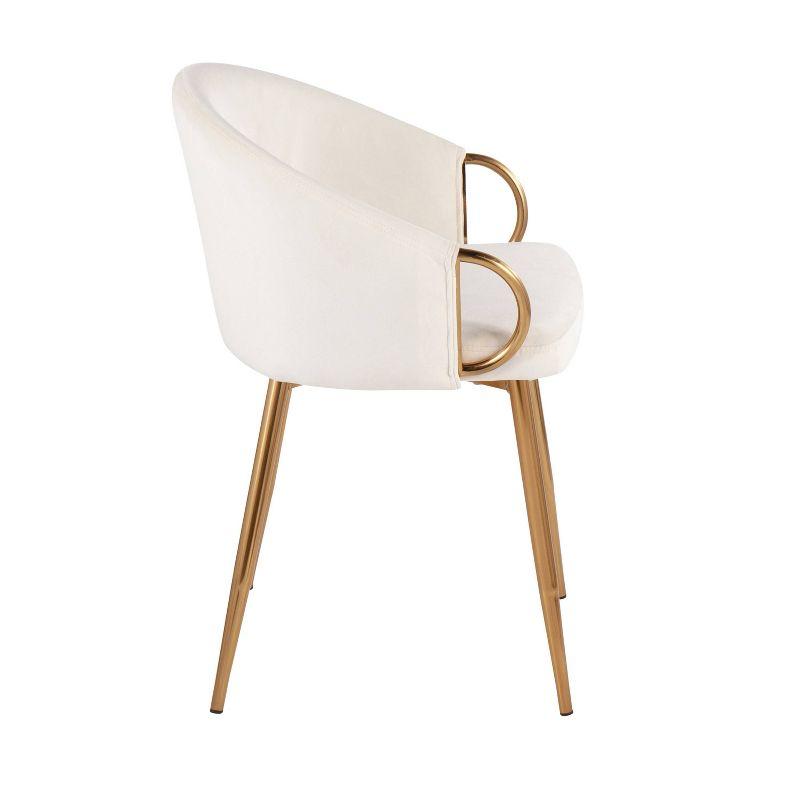 Set of 2 Claire Dining Chairs Gold/Cream - LumiSource: Velvet Upholstered, Low Back Design, Steel Frame