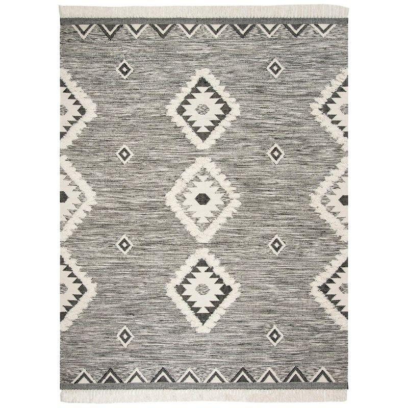 Kenya KNY906 Hand Knotted Area Rug - Black/Ivory - 8'x10' - Safavieh.