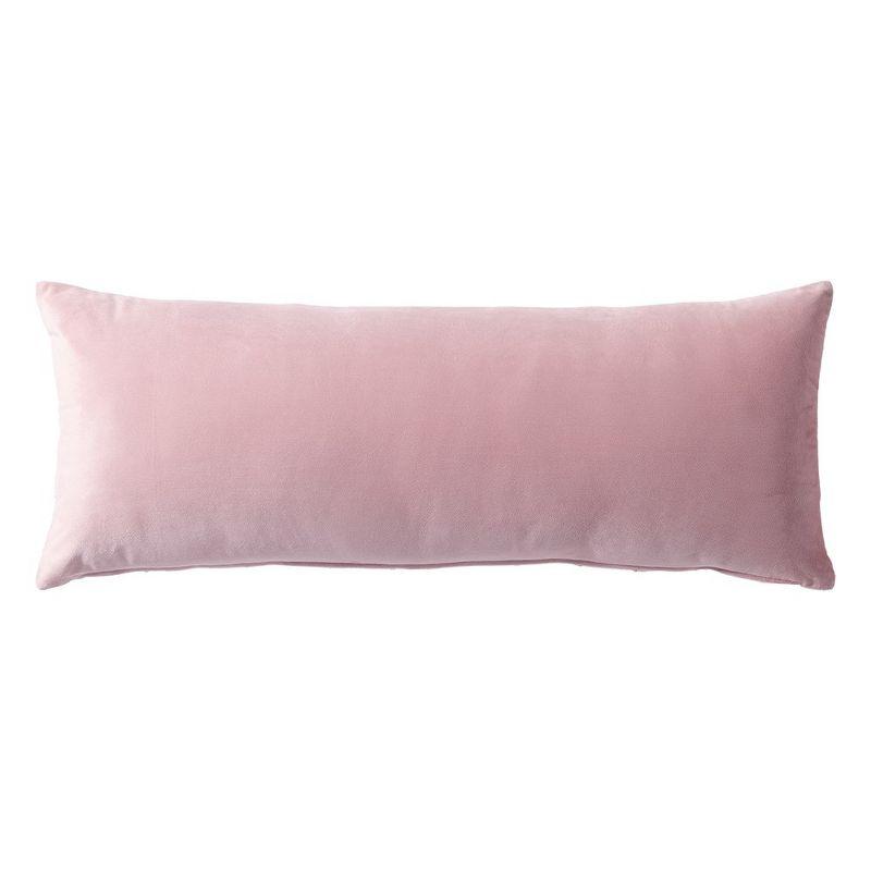 Mauve Embroidered Cotton Duck Canvas Lumbar Pillow