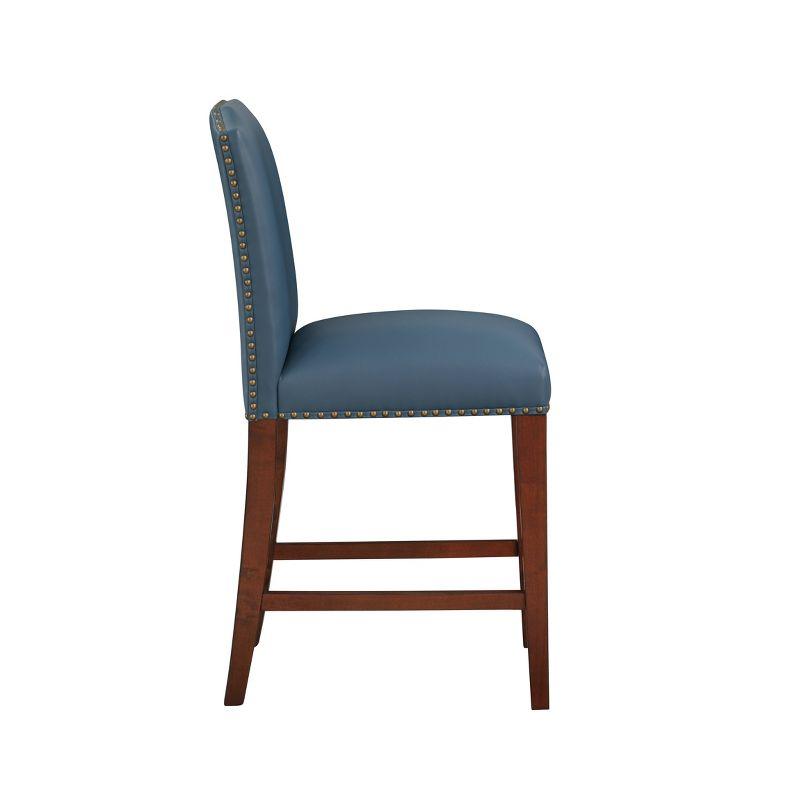 Comfort Pointe Bristol Counter Height Barstool: Espresso Finish, Faux Leather, Nailhead Trim