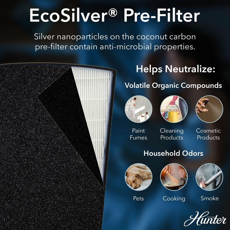 Hunter HP800 Air Purifiers for Home Large Room and Bedroom. True HEPA Air Purifier for Pets, Odors, Allergens, Smoke, Dust, VOC's.