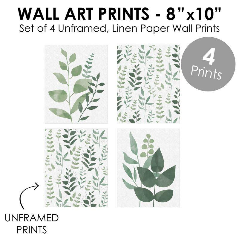 Big Dot of Happiness Boho Botanical - Unframed Greenery Linen Paper Wall Art - Set of 4 - Artisms - 8 x 10 inches