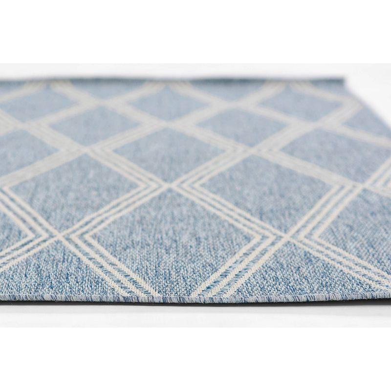 Momeni 5'3"x7' Hampton Ozzy Machine Loomed Indoor/Outdoor Area Rug Blue: Geometric Pattern, Low Pile, Polypropylene