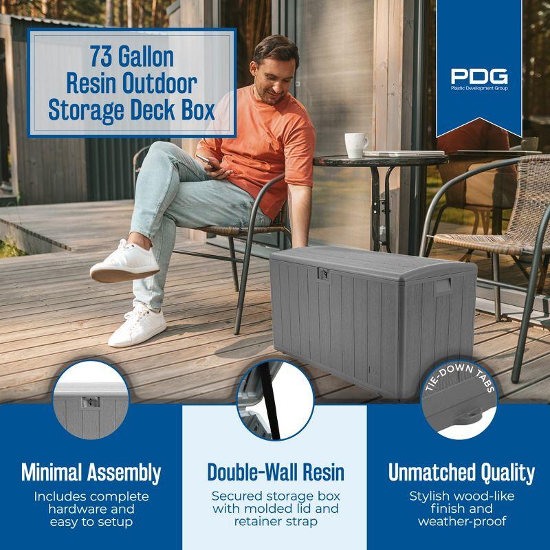 Plastic Development Group Weatherproof Resin Outdoor Patio Storage Deck Box with Secure Lid Retainer Straps