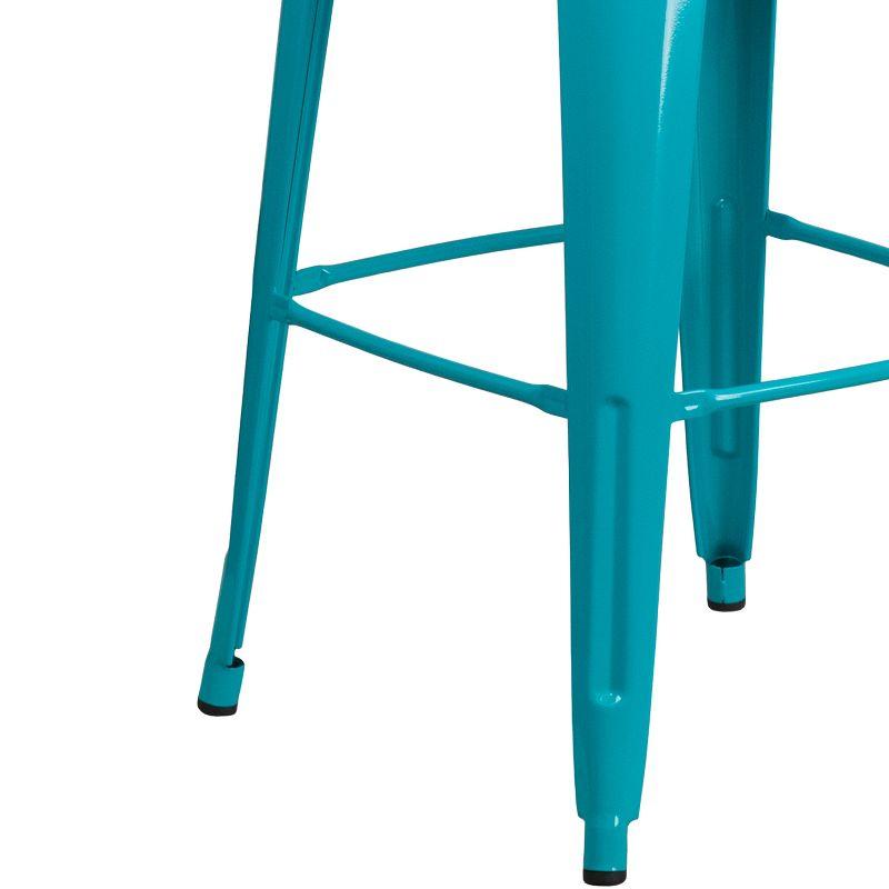 Flash Furniture Commercial Grade 30" High Crystal Teal-Blue Metal Indoor-Outdoor Barstool with Back