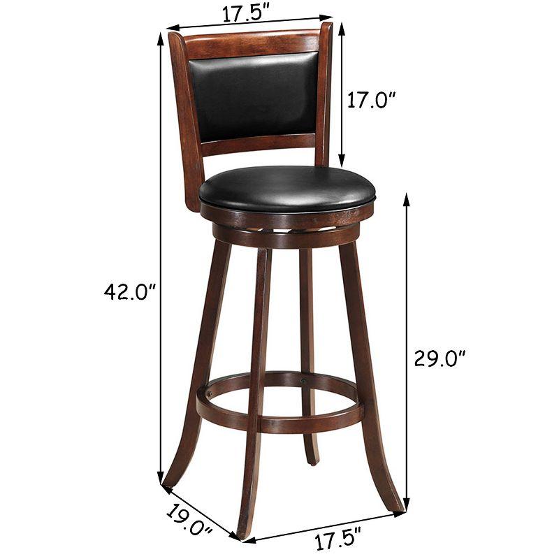 Costway Set of 2 29'' Swivel Bar Height Stool Wood Dining Chair Upholstered Seat Panel Back Espresso