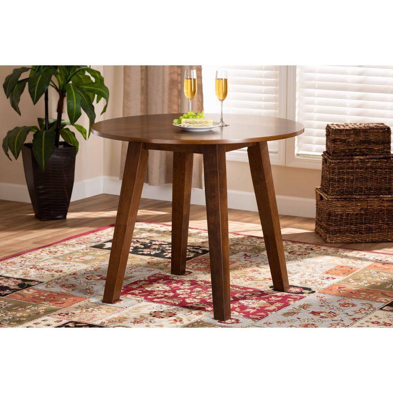 Ela 36" Contemporary Walnut Round Wood Dining Table