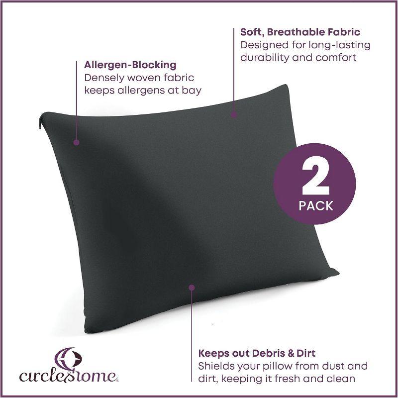 100% Cotton Zippered Pillow Protector (2 pck) Standard - Charcoal