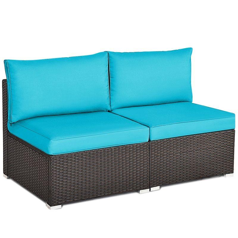 Ivy Bronx Howells 2 Pieces Patio Rattan Armless Sofa Set with Cushions (Set of 2)