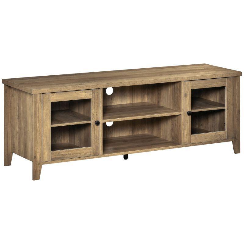 HOMCOM Modern TV Stand, Entertainment Center with Shelves and Cabinets for Flatscreen TVs up to 60" for Bedroom, Living Room