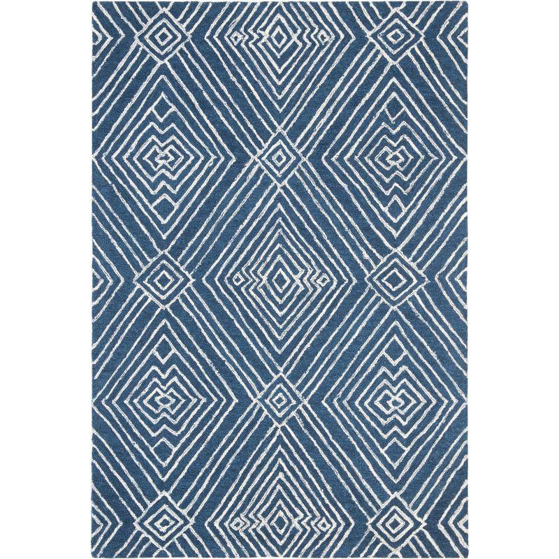 Micro-Loop MLP608 Hand Tufted Indoor Accent Rug - Navy/Ivory - 4'x6' - Safavieh