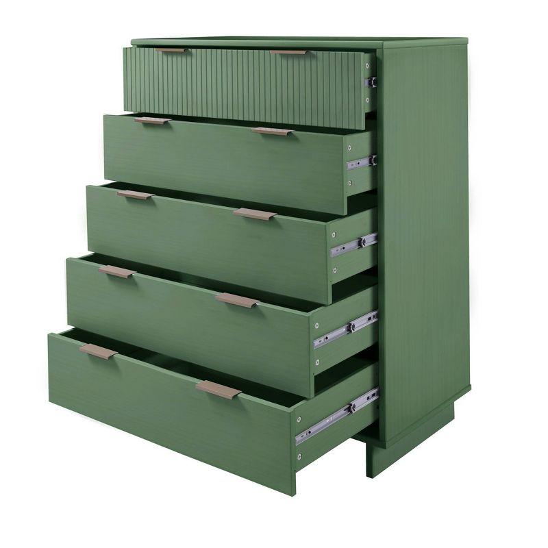 Tall Granville Modern 5 Drawer Dresser Sage Green - Manhattan Comfort: UV Painted, Soft Close, Metal Handles