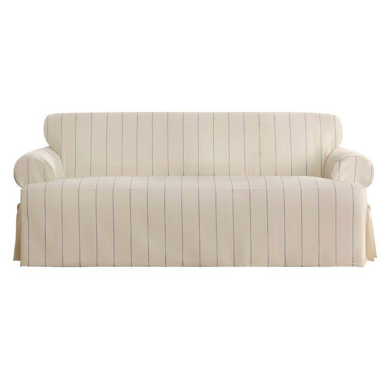 Sure Fit Heavyweight Cotton Duck T Cushion Sofa Slipcover: Machine Washable, Pet Friendly, Indoor Use, Microfiber Construction