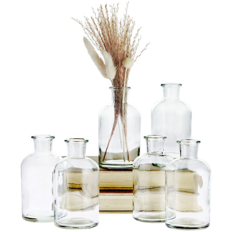 Juvale Farmlyn Creek 6-Pack Small Clear Vases for Centerpieces, Glass Jars for Stems, Flower Buds, Home Décor (2.8x5 In)