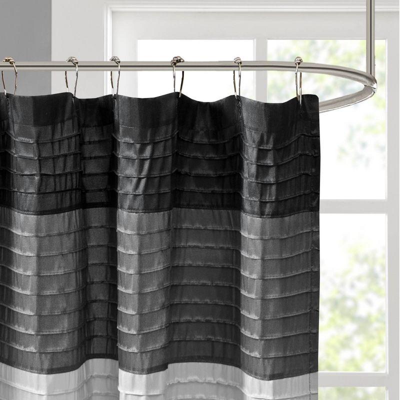 Amherst Striped Faux Silk Shower Curtain