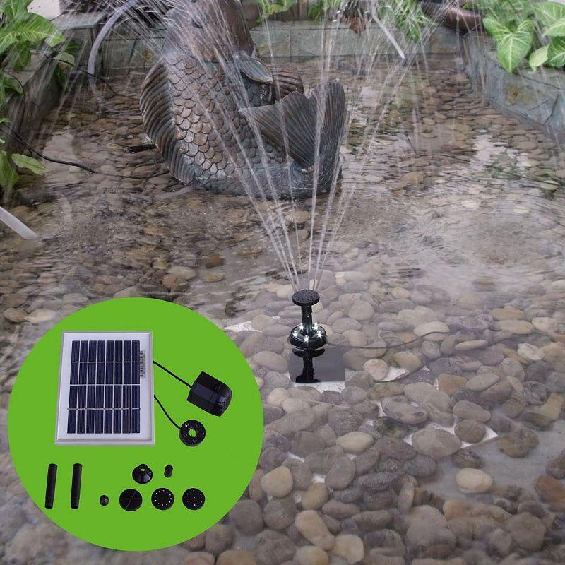 Sunnydaze Outdoor Solar Powered Water Pump and Panel Bird Bath Fountain Kit with Battery Pack and LED Lights - 65 GPH - 36"