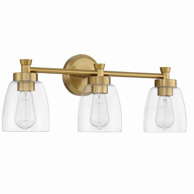 Henning Satin Brass 3-Light Vanity with Clear Glass Shades